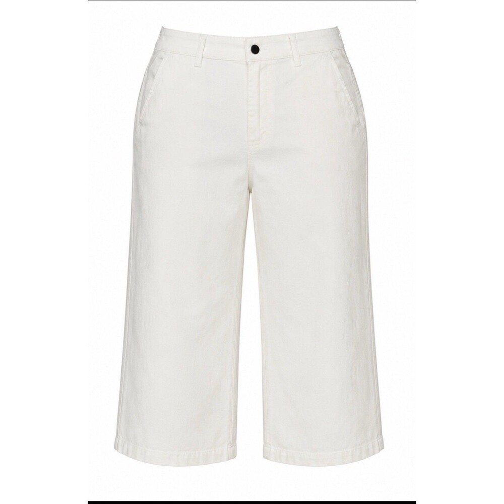 Ella Moss Women’s White Wide Leg Cropped Pants Size 14 High Rise Casual Stretch